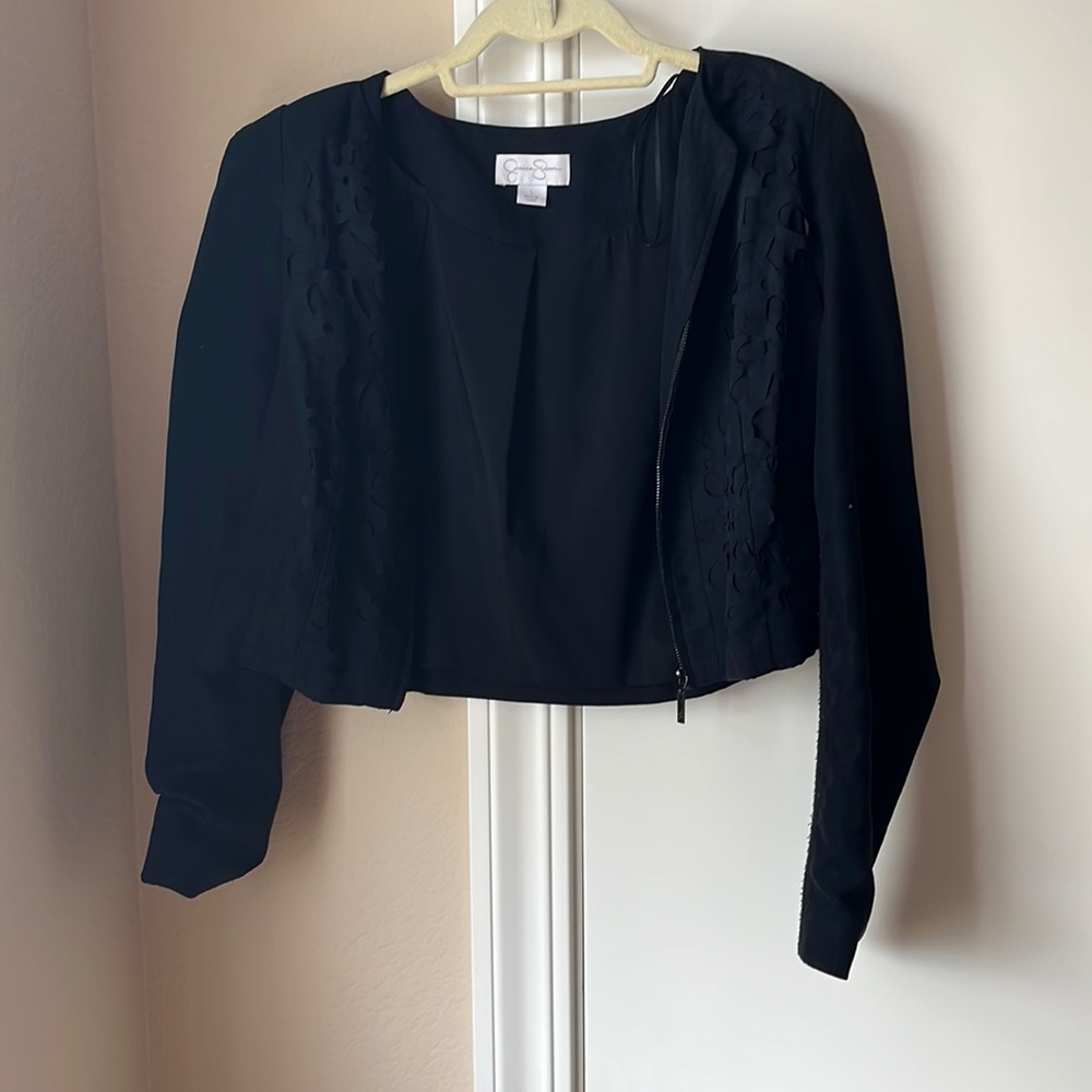 Cropped Black Jacket with Detailing